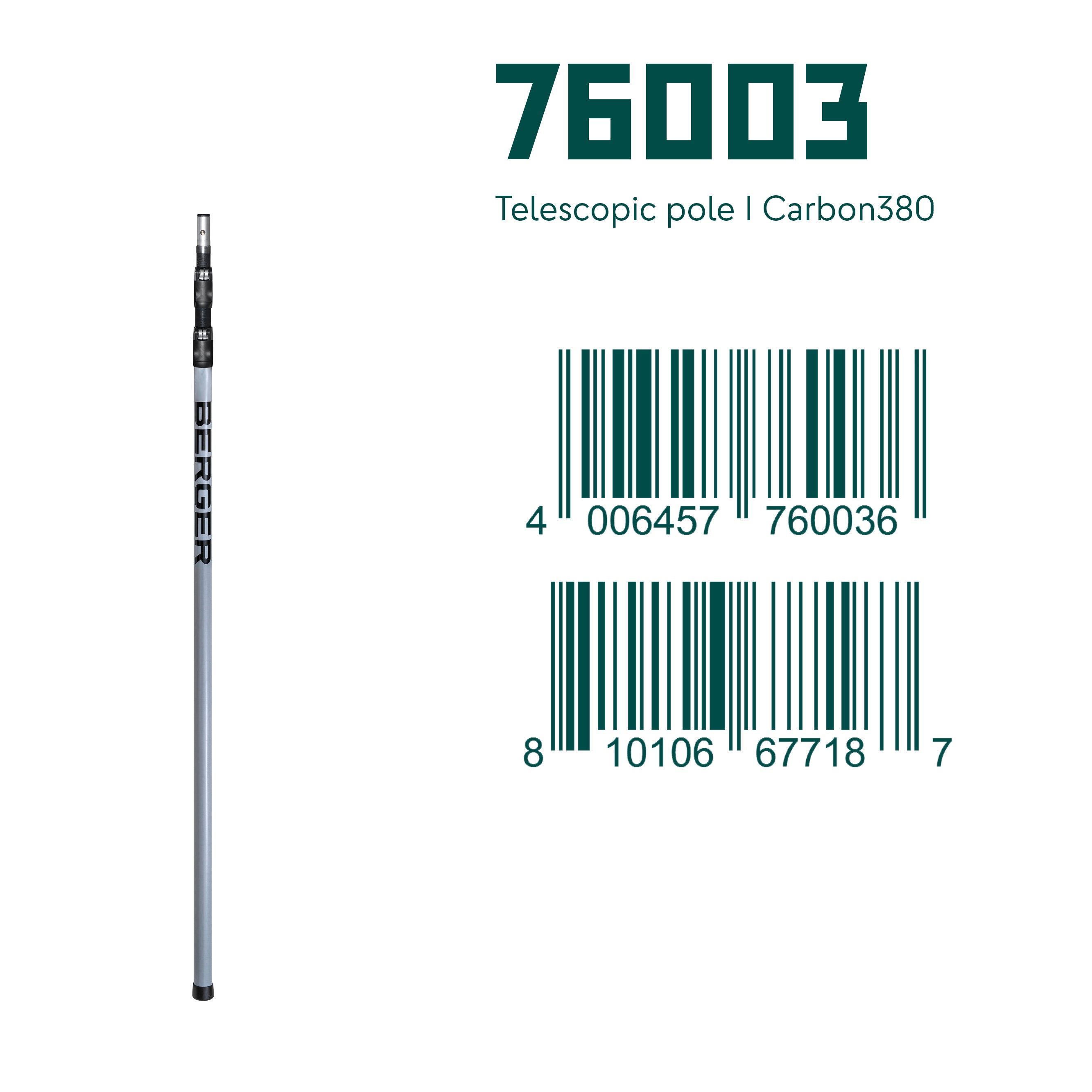 BERGER ArboRapid Ultra Light | 76003 | Grau/Schwarz | 3-teilig ausziehbare Teleskopstange, 2 Carbon- und 1 Glasfaser-Außenrohr „GFK